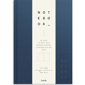 Burde Notesbog, tekstil, A5, blank, dark blue