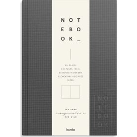 Burde Notesbog, tekstil, A5, blank, dark grey