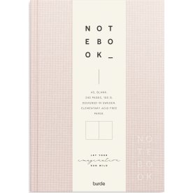 Burde Notesbog, tekstil, A5, blank, pink