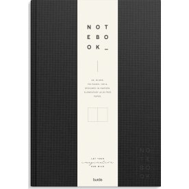Burde Notesbog, tekstil, A4, blank, black