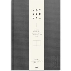 Burde Notesbog, tekstil, A4, blank, dark grey