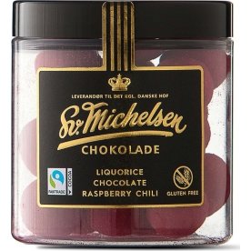 Sv. Michelsen Lakrids, hvid chok. hindbær/chili