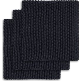 Engholm karklud, bomuld, 25x25 cm, sort, 3 stk.