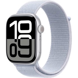 Apple Watch Series 10 GPS, 46mm, sølv, sport loop