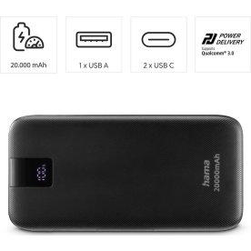 HAMA Powerbank PD 20000mAh, sort