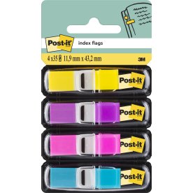 Post-it Indexfaner | 12x43 mm | Gul/lilla/pink/blå