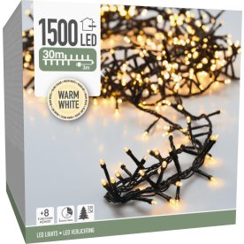 Cluster Lyskæde m/1500 Mikro LED, 30M, varm hvid