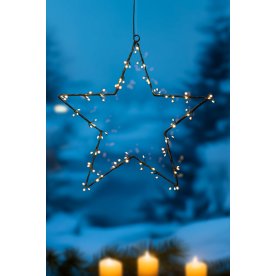 Stjerne m. cluster LED, Ø40 cm, Sort/Varm Hvid