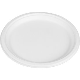 Engangstallerken, bagasse, hvid, Ø26cm, 50 stk.