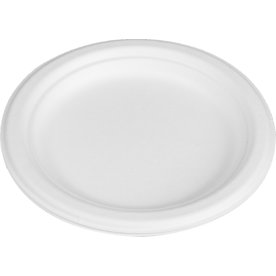 Engangstallerken, bagasse, hvid, Ø18cm, 50 stk.