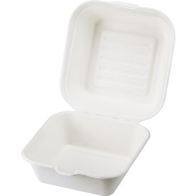 Burger boks, bagasse, hvid, 15,2x15cm, 50 stk.