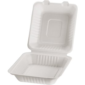 Take away boks, bagasse, 1-rum, 21,7x20,2cm, 50stk