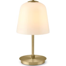 Room 49 batteri bordlampe, Ø15 cm, Opal/messing