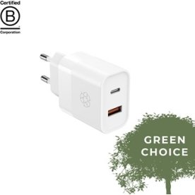 Ëssentials oplader, 30W, USB-A & USB-C, hvid
