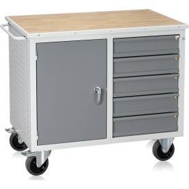 Værkstedsvogn m/5 skuffer+1 skab, 100x114x74cm