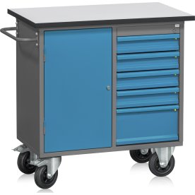 Værkstedsvogn m/5 skuffer+1 skab, 105x105x65cm