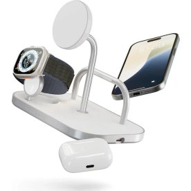 Zens Trådløs Oplader 4-i-1, 60W, USB-C, hvid
