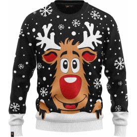 Julesweater "Rudolf", Sort, Str. S
