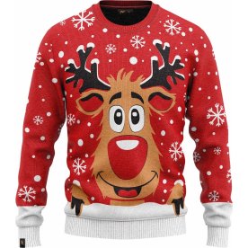 Julesweater "Rudolf", Rød, Str. L