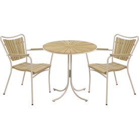 Marguerit cafébord ø70 cm + 2 stole, Taupe