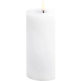 UYUNI Melted Pillar LED Lys H15 cm, Hvid, Rustik