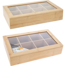 Tekasse, bambus, 8 rum, 32x20x6,5 cm.