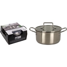 Gryde med låg, rustfrit stål 18 cm, 1,95L
