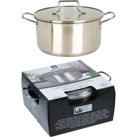 Gryde med låg, rustfrit stål, 22 cm, 3,85L