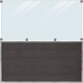 Plus Futura Komposithegn, glas 89cm, grå,180x180cm