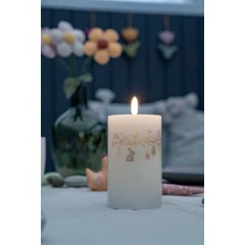 LED-Lys m. Påskemotiver H12,5 x Ø7,5 cm, hvid