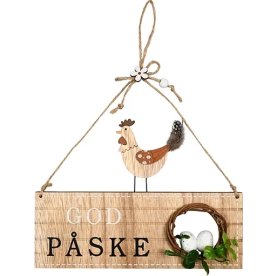 Skilt t. Ophæng "God Påske" H29,5 x B22,5 cm, træ