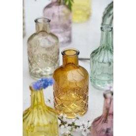 Vase, H12 x Ø6,5cm, gul, glas