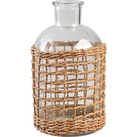 Vase m. flet H19,6 x Ø10cm, transparent, glas