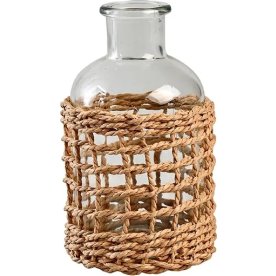 Vase m. flet H12,7 x Ø6,5cm, transparent, glas