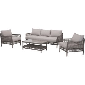 Frøya Loungesæt 5 pers. 4 dele, beige/natur