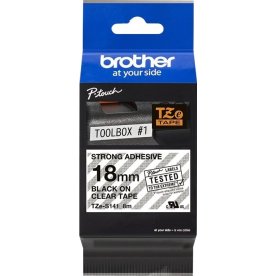 Brother TZe-S141 labeltape 18mm, sort på klar