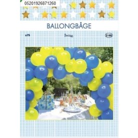 Ballonbue, blå/gul mix, 2,5m, 70 balloner