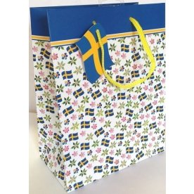 Gavepose, Svensk flag m/blomster, 24x17,7cm, 1 stk