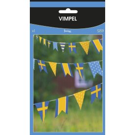 Guirlande/vimpel, Svensk flag, 2,5m.