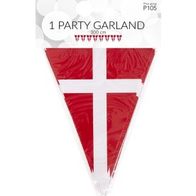 Guirlande/vimpel, Dannebrogsflag, papir, 3 m.