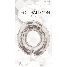 Folieballon, sølv, 0-tal, 35 cm