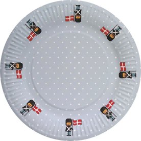Engangstallerken, garder med flag, Ø18cm, 8 stk.