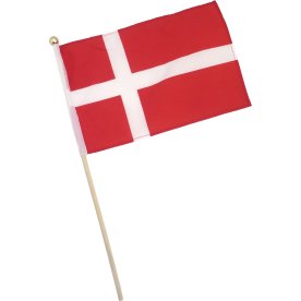 Stofflag på træpind, A4, Dannebrog, 1 stk.