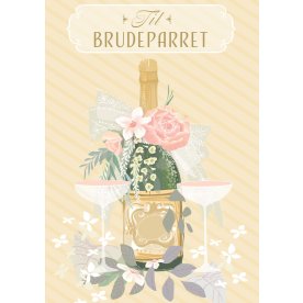 Kort m. kuvert, bryllup champagne, 16,5x11,5 cm.