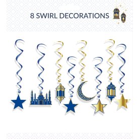 Loftsdekoration, spiraler med Eid motiver, 8 stk
