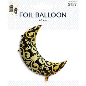 Ballon, folie, Eid måne, sort/guld, 45 cm