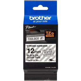 Brother TZe-S131 stærk labeltape, 12mm, sort/klar