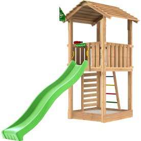 Jungle Gym Cottage 2.1 legetårn m/grøn rutsjebane