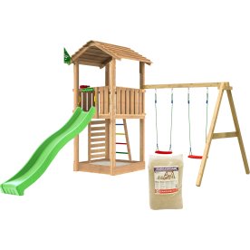Jungle Gym Cottage 2.1 legetårn m/gynger & rutsjeb