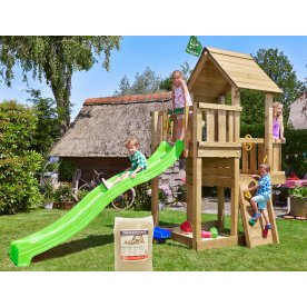 Jungle Gym Cubby legetårn m/sand & grøn rutsjebane